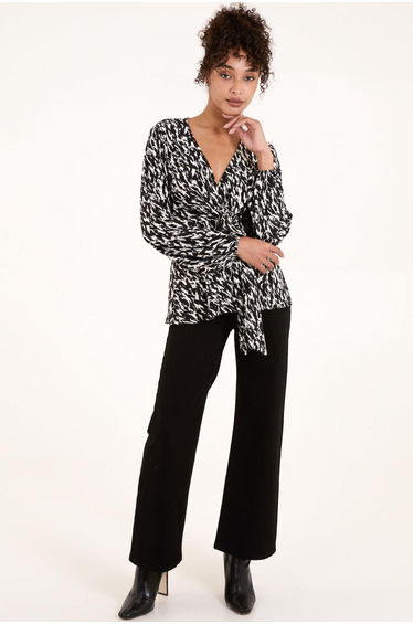 Wrap Front Tie Back Blouse