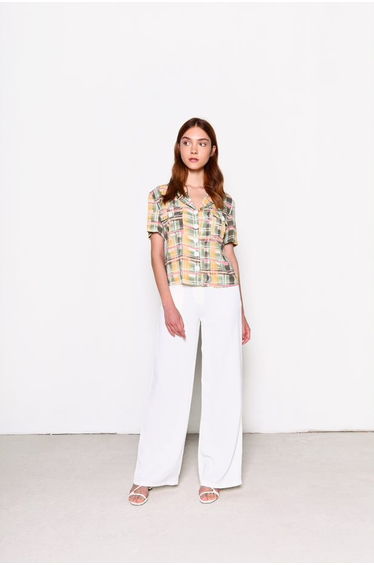 Glamorous Green Yellow Pink Check Print Shirt