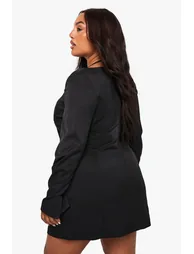 Plus Pocket Detail Tailored Shift Dress - black - 2