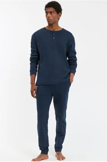 Tunisian Pyjamas with Long Sleeves and T-Shirt Collar