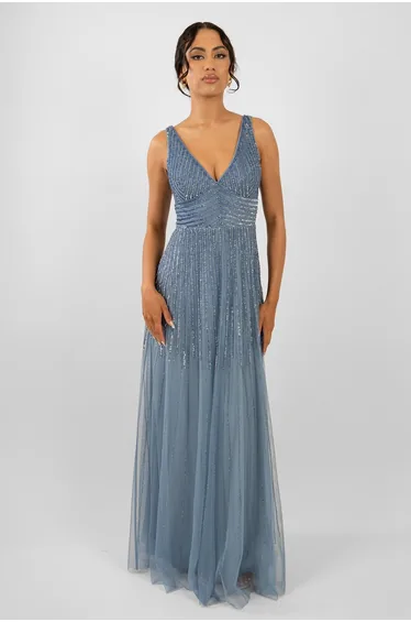 فستان ماكسي مزين بالأحجار و الترتر