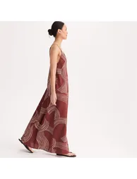Printed Linen/Viscose Strappy Maxi Dress - 1