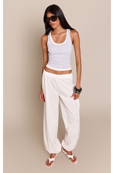 White Lightweight Woven Balloon Trouser