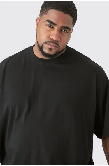 تيشيرت بتصميم واسع عدد 2 - أسود - للمقاسات الكبيرة