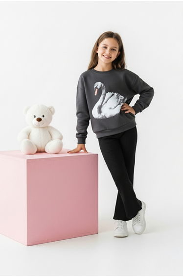 Anthracite Printed Knitted Bottom - Top Set