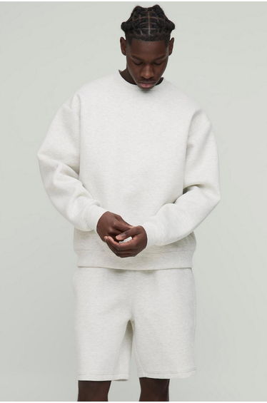 Oversized Bonded Scuba Sweatshirt Short Tracksuit