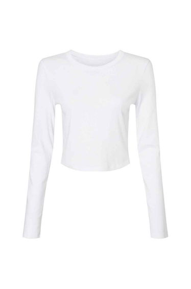 Bella + Canvas Womens/Ladies Micro-Rib Long-Sleeved T-Shirt - Solid White