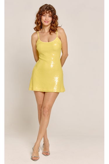 Yellow Sequin Cami Mini Dress