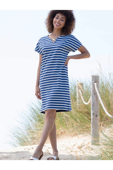 Alum jersey dress navy stripe