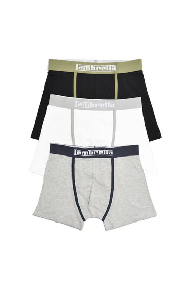 Lambretta Mens Classic Boxer Shorts (Pack of 3) - Black/Grey/White