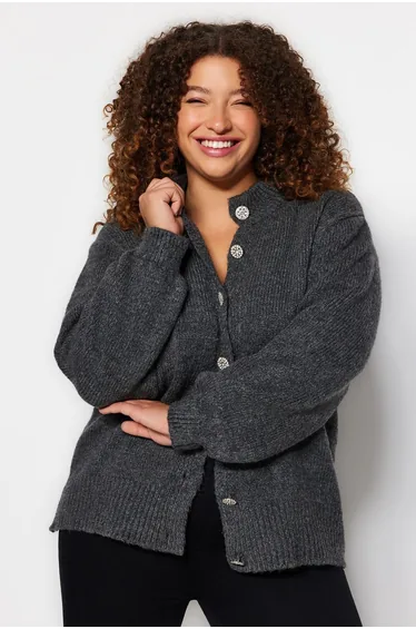Plus Size Cardigan - Gray - Regular fit