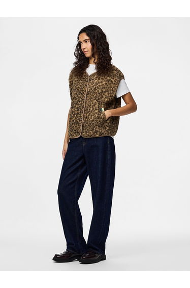 Printed Sherpa Sleeveless Cardigan