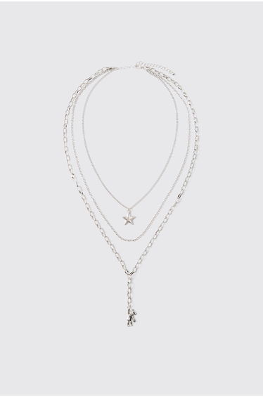 Silver Bear Layered Charm - silver