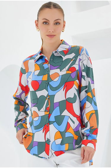BDART Patterned Long Sleeve Shirt with Button Closure