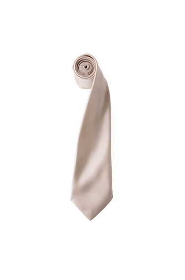 Premier Mens Plain Satin Tie (Narrow Blade) - Natural