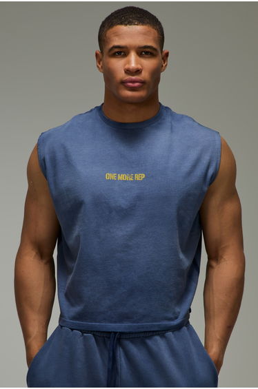 One More Rep Washed Oversized Boxy Tank - navy