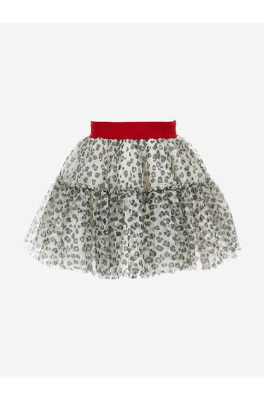 Girls Leopard Tulle Tutu in Beige