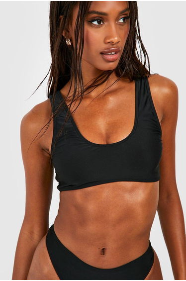 Essentials Scoop Bikini Top - black