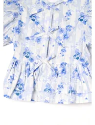 Pia Floral Tie Detail Peplum Top - Blue - 2