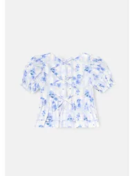Pia Floral Tie Detail Peplum Top - Blue - 8