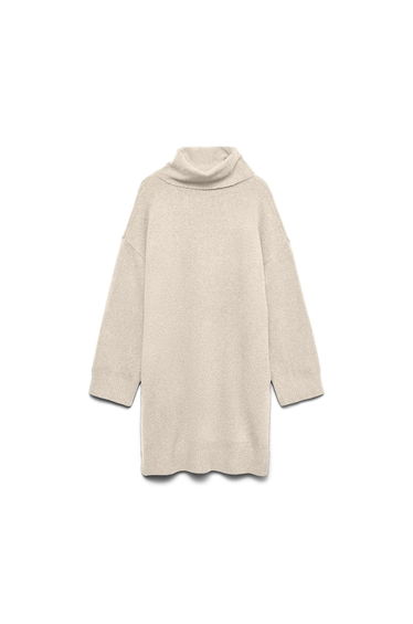 Women's Vero Moda Aquarius Roll Neck Jumper Dress in Cream