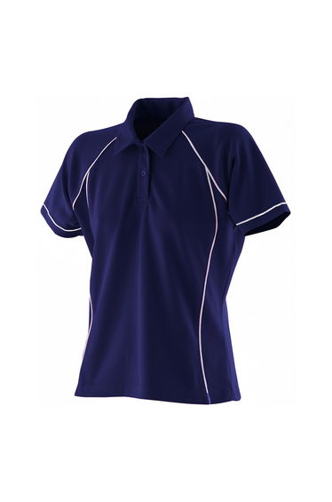 Finden & Hales Womens/Ladies Piped Performance Polo Shirt - Navy/White