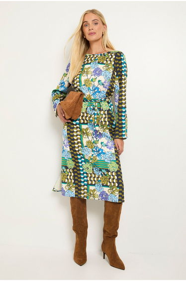 Petite Patchwork Column Midi Dress