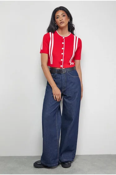 Mini Stripe Button Through Cardigan