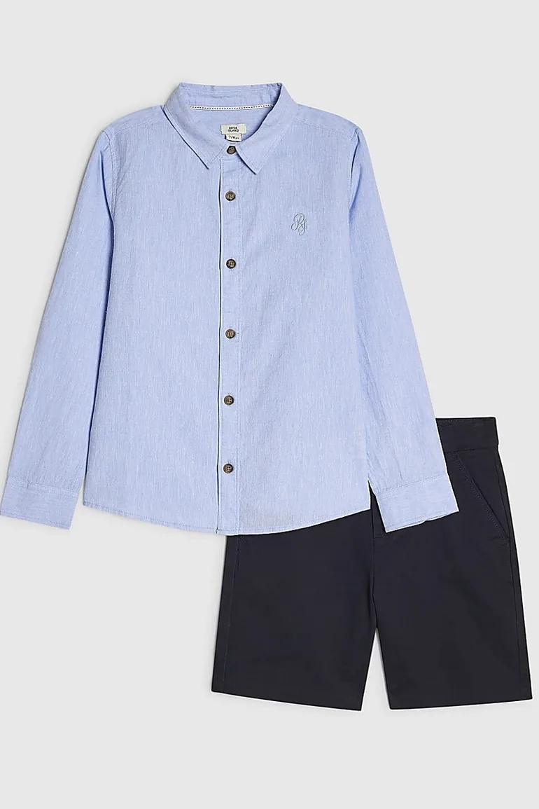 Boys Blue Shirt And Chino Trousers Set