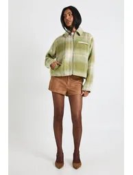 Wool Look Check Jacket - green - 2