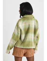 Wool Look Check Jacket - green - 1