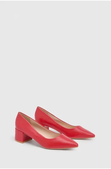 Good For The Sole: Rebecca Faux Leather Block Heel Court Shoes