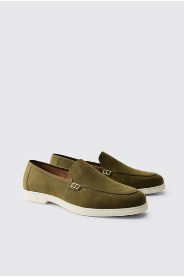 Faux Suede Loafer - olive