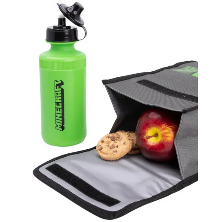Minecraft Lunch Bag And Backpack Set (Pack of 4) - Grey/Green/Black - 2