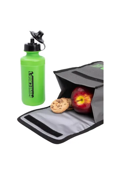 Minecraft Lunch Bag And Backpack Set (Pack of 4) - Grey/Green/Black