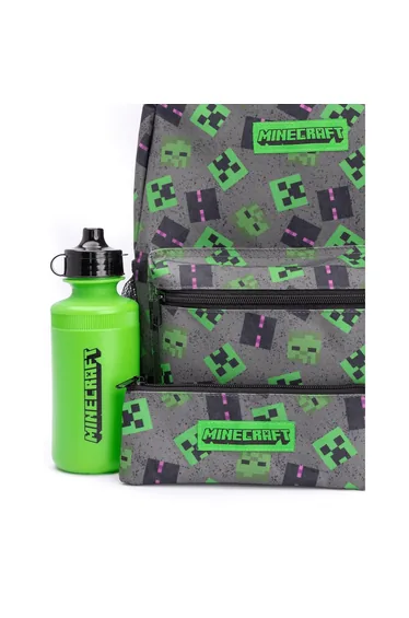 Minecraft Lunch Bag And Backpack Set (Pack of 4) - Grey/Green/Black