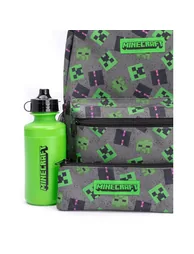 Minecraft Lunch Bag And Backpack Set (Pack of 4) - Grey/Green/Black - 1