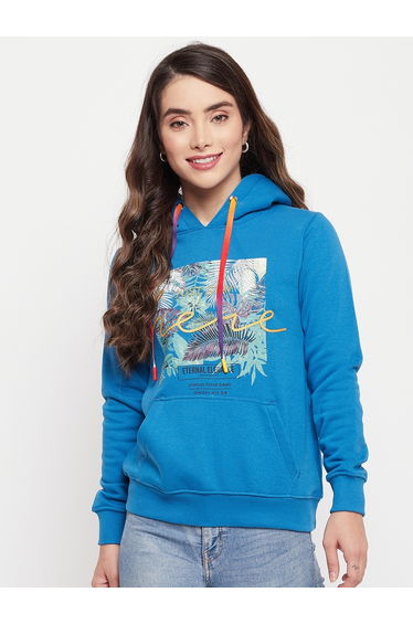 Tropical Graphic Print Front Pocket Hoodie