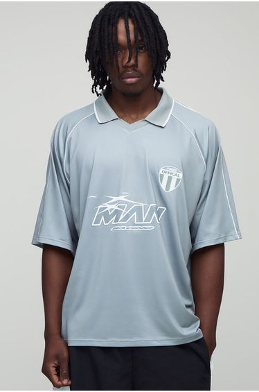 Tall Oversized Boxy MAN Sports Top - grey