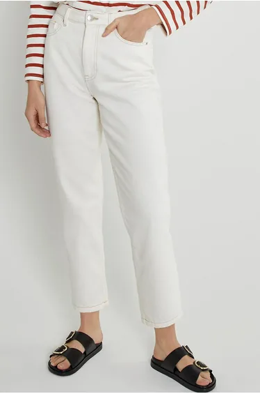 High Waist Mom Jeans, Length 26"