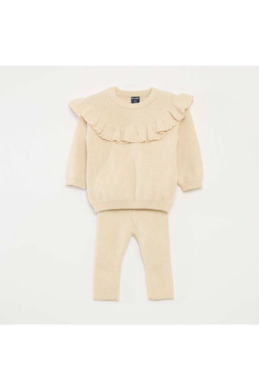 Knitted Sweater + Leggings Set BEIGE