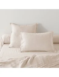 Washed Linen Plain Pillowcase or Bolster Case - 4