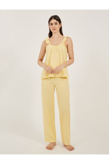 Cotton Gauze Ruffle Cami and Pyjama Set