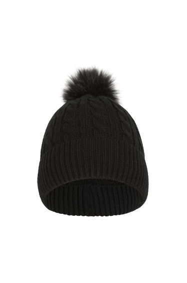 Mountain Warehouse Womens/Ladies Pom Pom Faux Fur Lined Beanie - Black