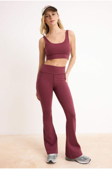 Plum Brushed Scuba Covered Sports Bra