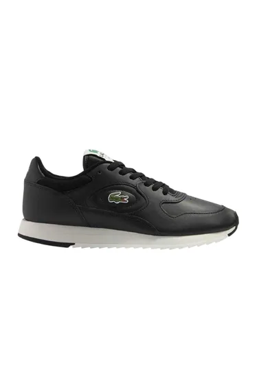 Lacoste Mens Linetrack Leather Running Trainers - Black/Off White