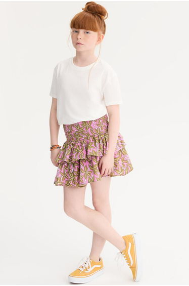 Smocked-Waist Skirt-Shorts in Cotton Gauze