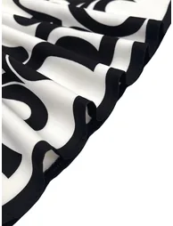 A-Line Flared Sleeves Abstract Printed Contrast Color Hollow Line Split-Joint Stand Collar Maxi Dresses - 9