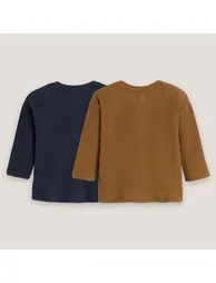 Pack of 2 T-Shirts with Grandad Collar and Long Sleeves - 1