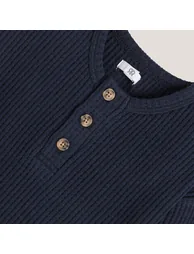 Pack of 2 T-Shirts with Grandad Collar and Long Sleeves - 3